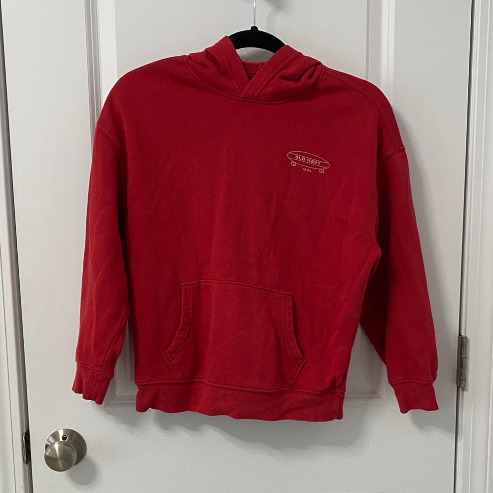 Old Navy Red Pullover Hoodie with Chest Logo